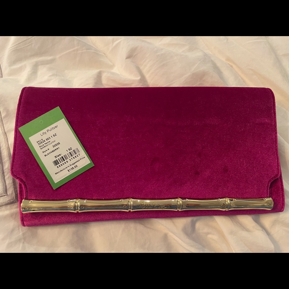 Lilly Pulitzer pink velvet clutch - NWT